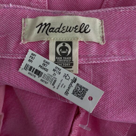 New Madewell Barbie Pink Baggy Straight Jeans Garment-Dyed Edition Size 31 - Picture 3 of 10